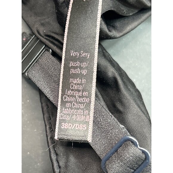 Victorias Secret 38D Very Sexy Push-Up Bra Black With Rhinestone Trim - Picture 7 of 7